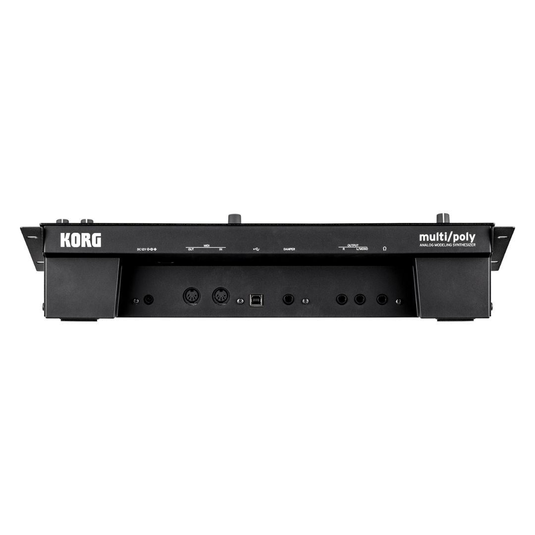 Rear view of Korg multi/poly module on white background