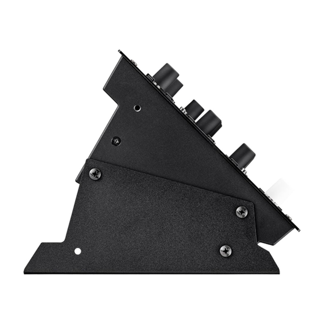 Elevated side view of Korg multi/poly module on white background