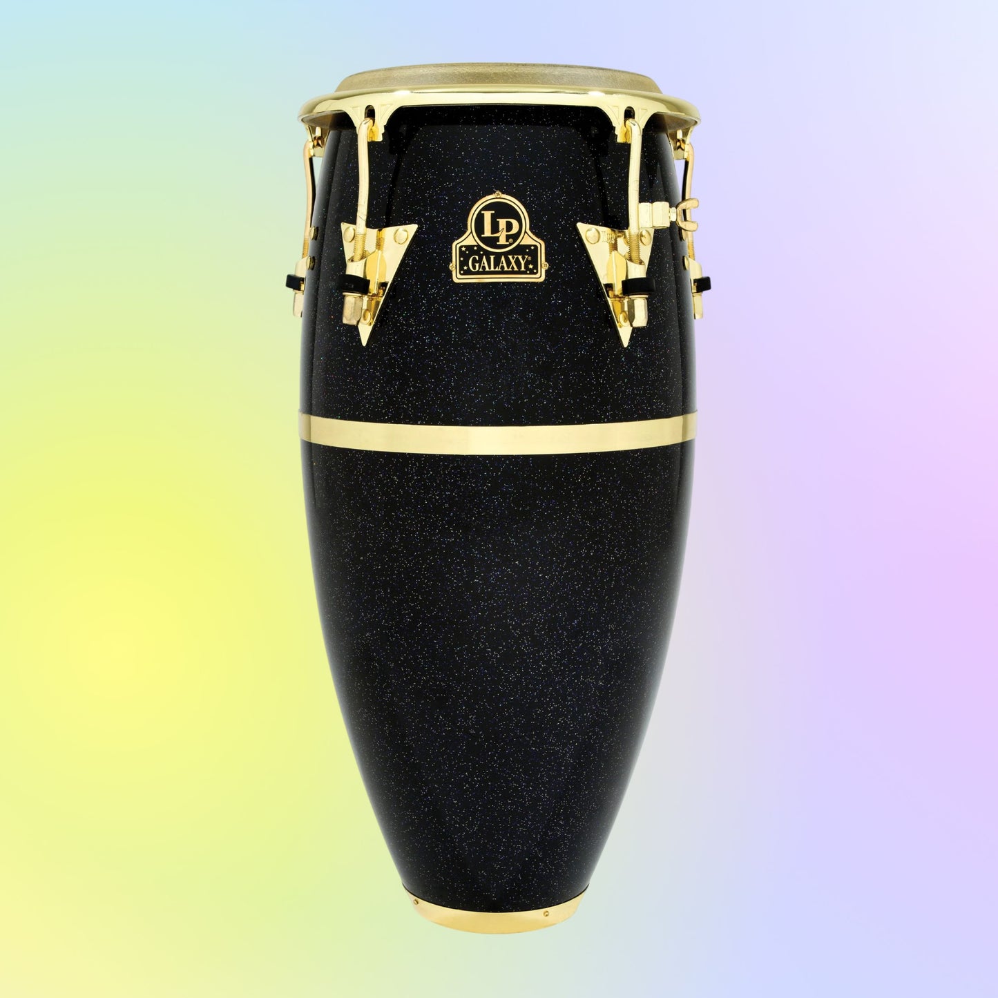 Front view of LP Galaxy 11″ Quinto on multicolored background