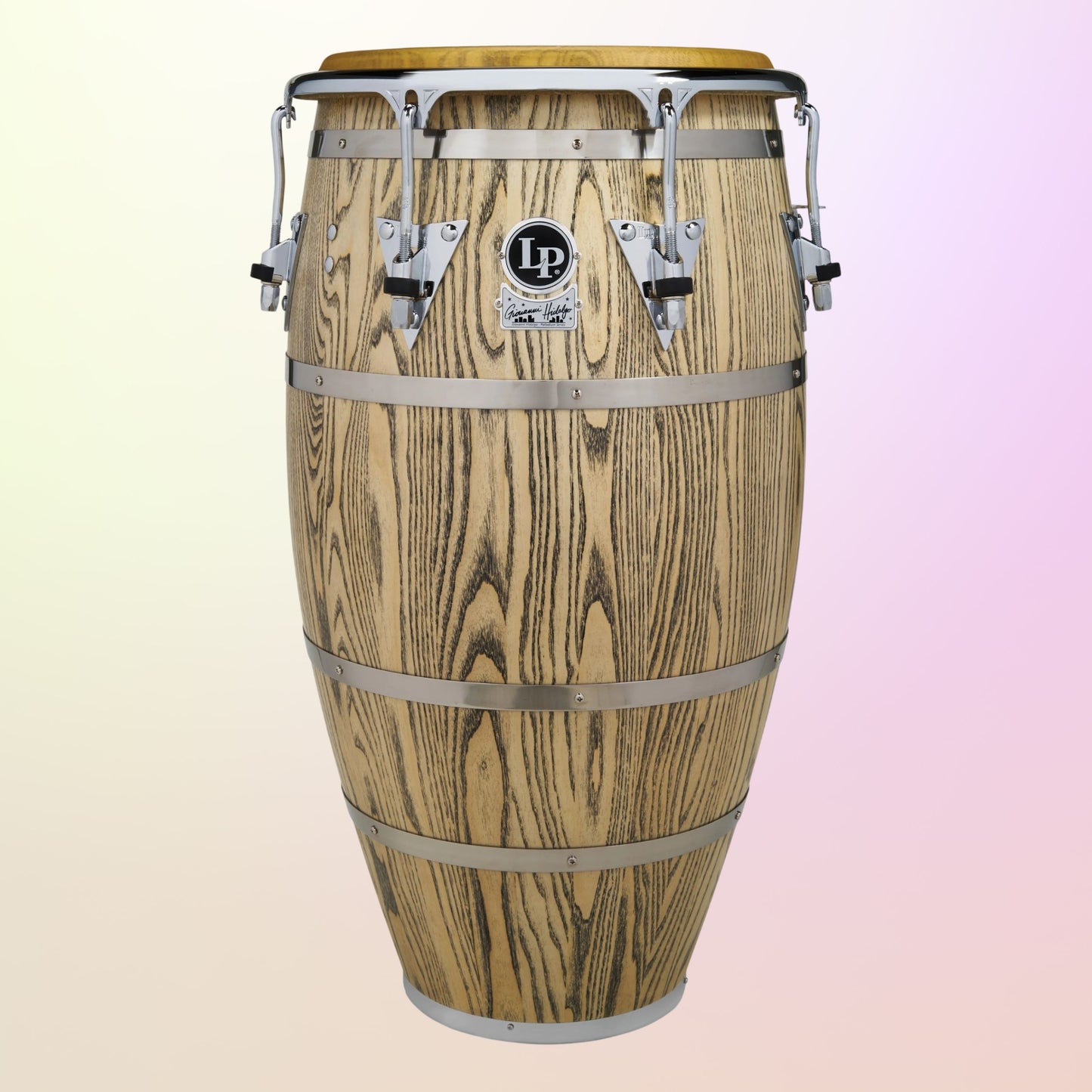 Front view of LP Giovanni Palladium 14″ Super Tumba on multicolored background