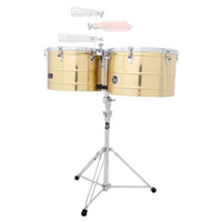 Front view of LP Prestige 15″ & 16″ Thunder Timbales Brass on white background