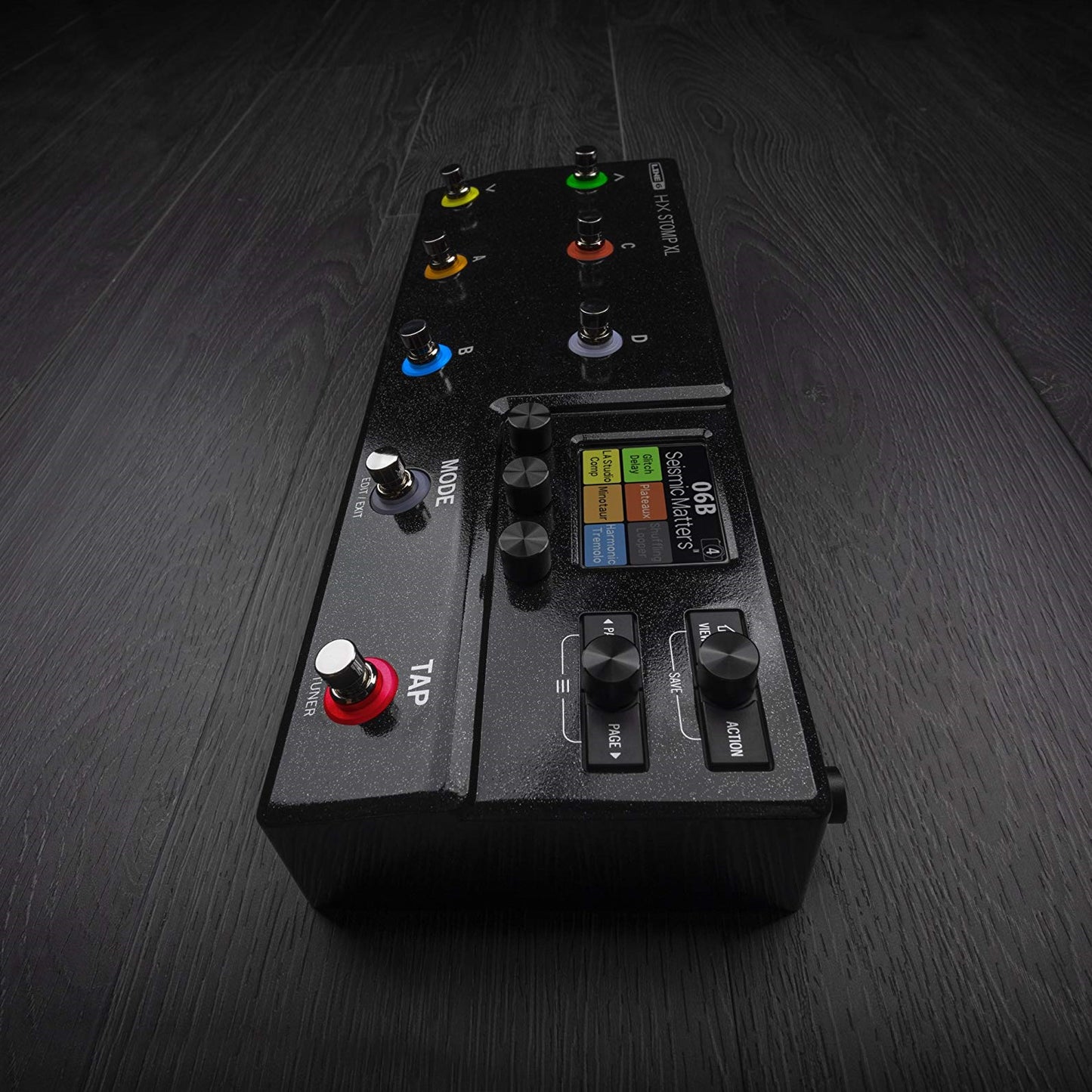 Line 6 HX Stomp XL Pedal On a Dark Wooden Surface