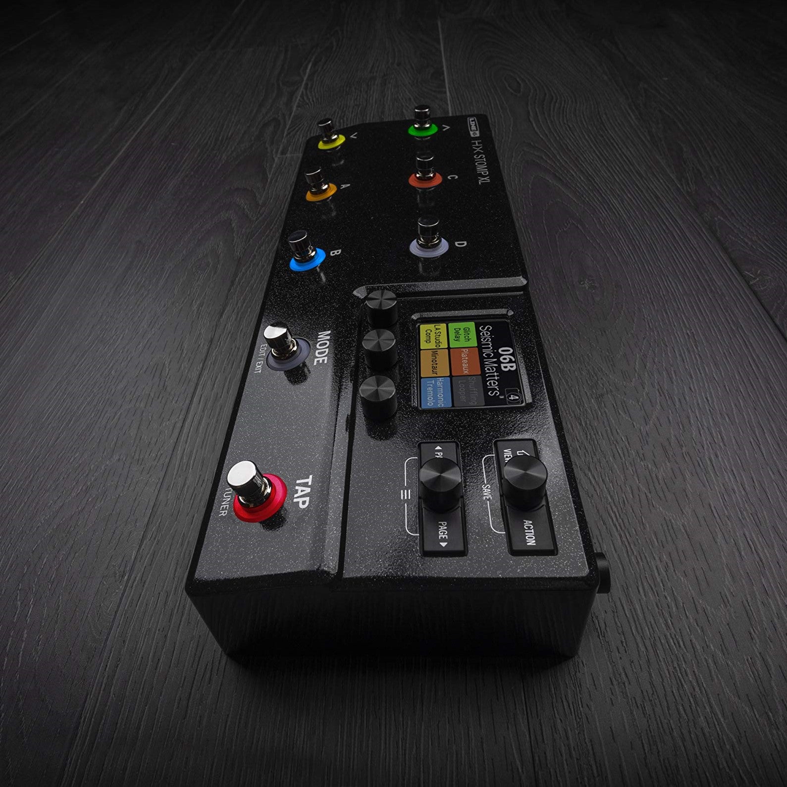 Line 6 HX Stomp XL Pedal On a Dark Wooden Surface