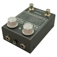 Angled top ports view of MMK Electrics Pavlof Fuzz Pedal on white background