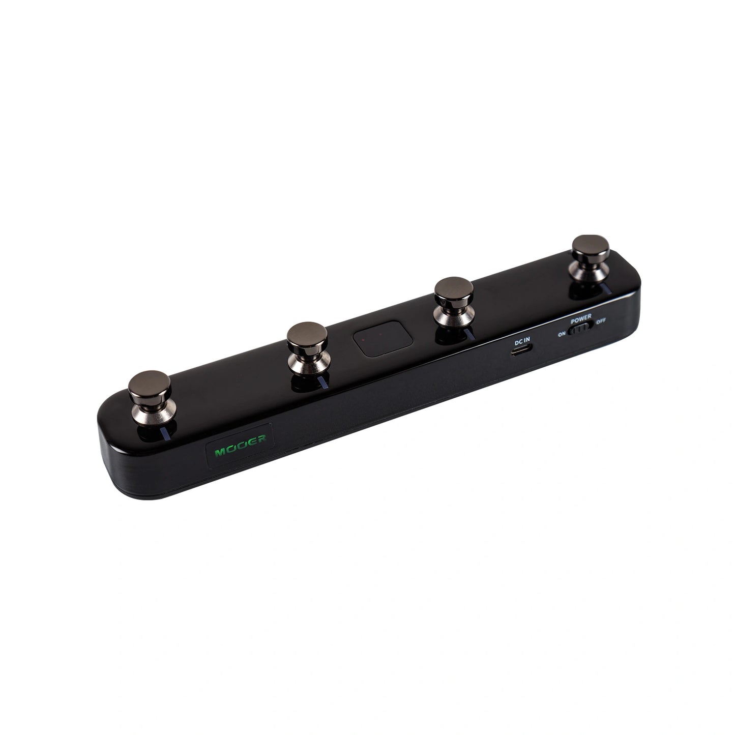 Slanted black Mooer F4 on white background