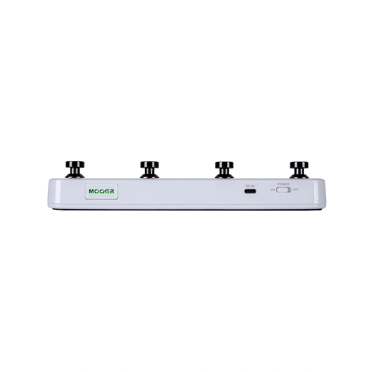 Front panel of white Mooer F4 on white background