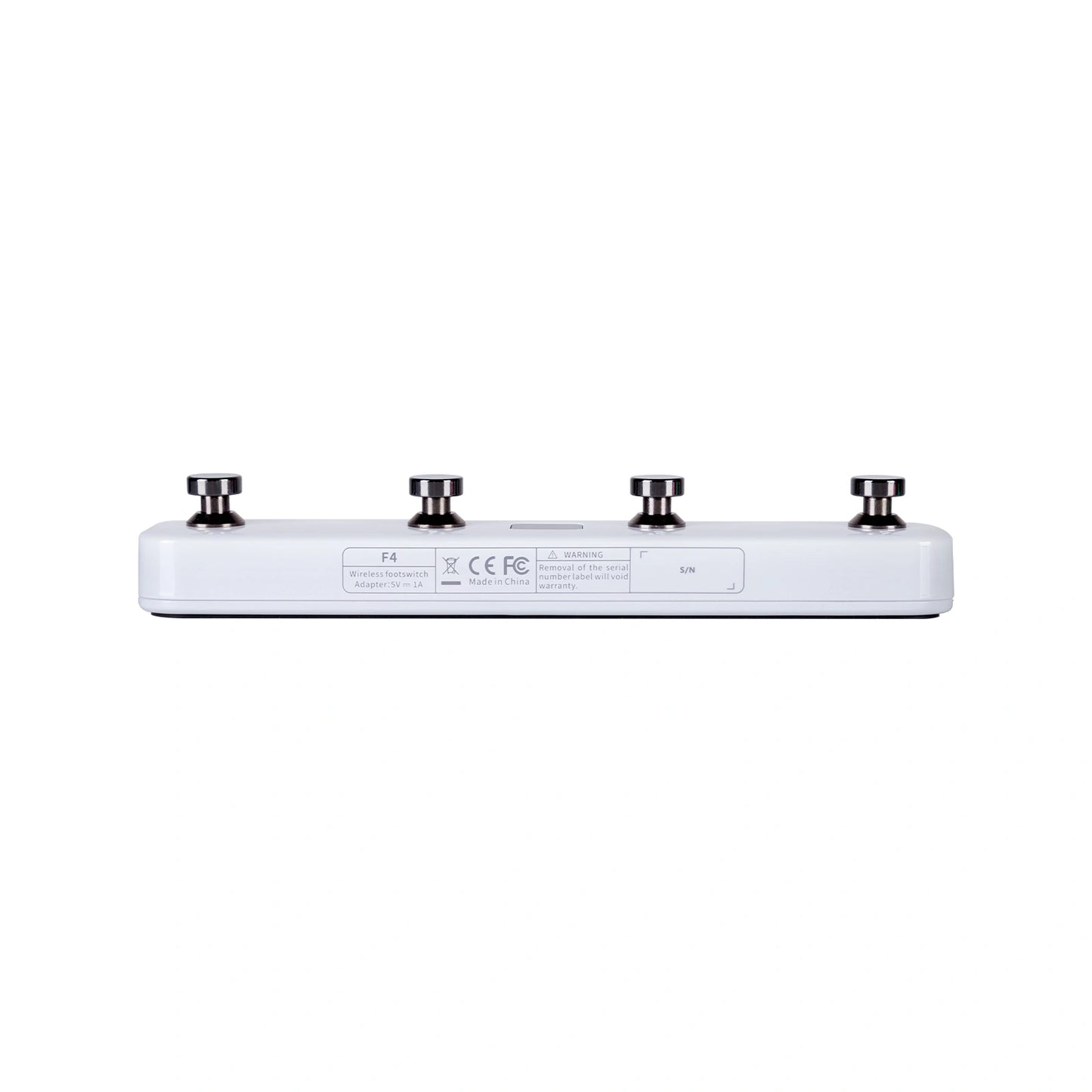 Rear panel of white Mooer F4 on white background