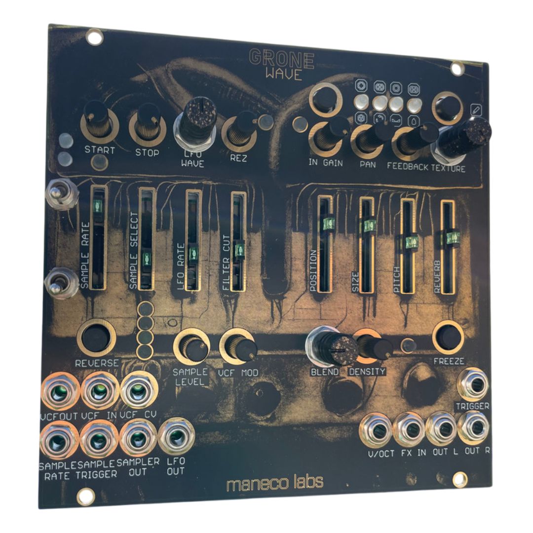 Angled front view of Maneco Labs Grone Wave Module on white background