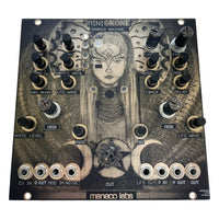 Angled front view of Maneco Labs Mini Grone Drone Synth Module on white background