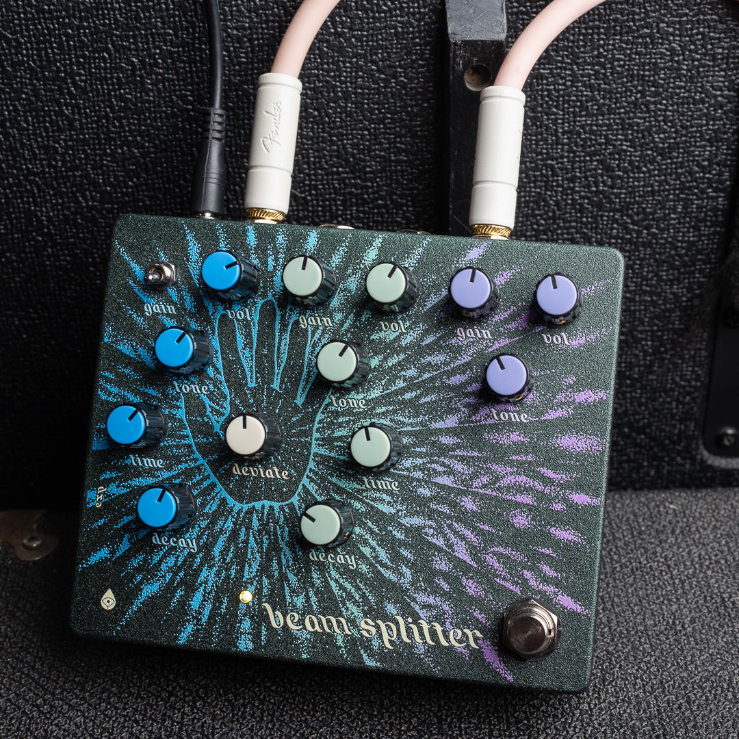 OBNE Beam Splitter Pedal On a Black Surface