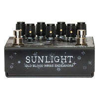 Bottom view of OBNE Sunlight Stereo Pedal Black on white background