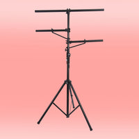 Front view of On-Stage Lighting Stand with Side Bars on pink background
