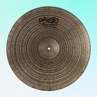 Front view of Paiste 20" Masters Dry Ride Cymbal on blue background