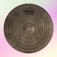Front view of Paiste 21" Masters Dry Ride Cymbal on multicolored background