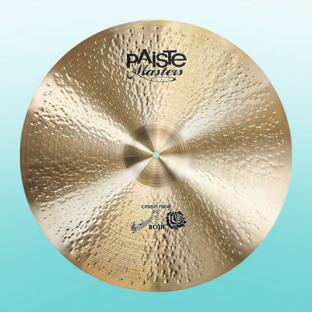 Front view of Paiste 22" Masters Crisp Ride Cymbal on blue background