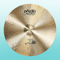 Front view of Paiste 22" Masters Crisp Ride Cymbal on blue background