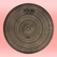 Front view of Paiste 22" Masters Extra Dry Ride Cymbal on pink background