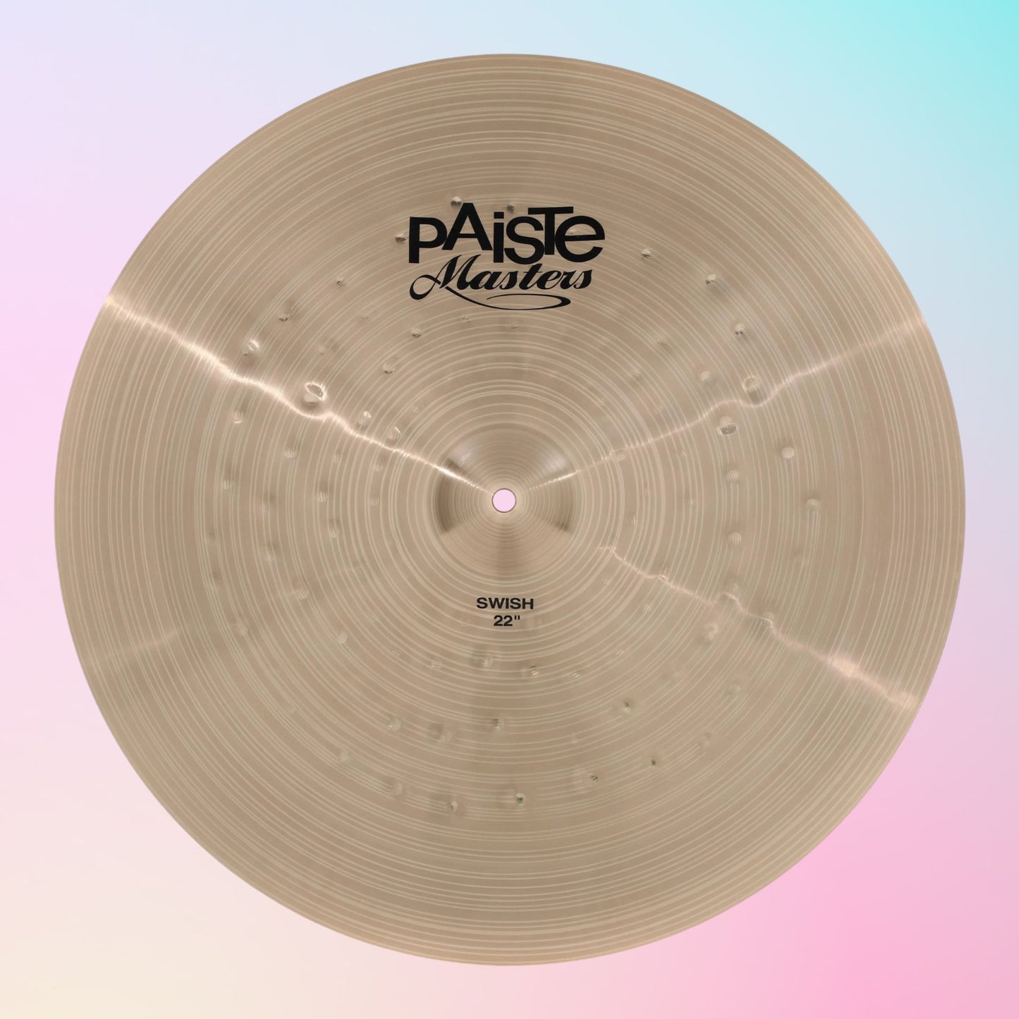 Front view of Paiste 22" Masters Swish Cymbal on multicolored background