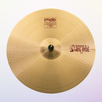 Front view of Paiste 24" 2002 "Reverend Al's" Big Ride Cymbal on purple gradient background