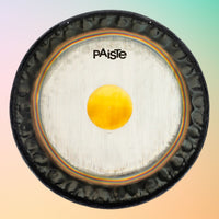 Front view of Paiste 26" Symphonic Gong on multicolored background