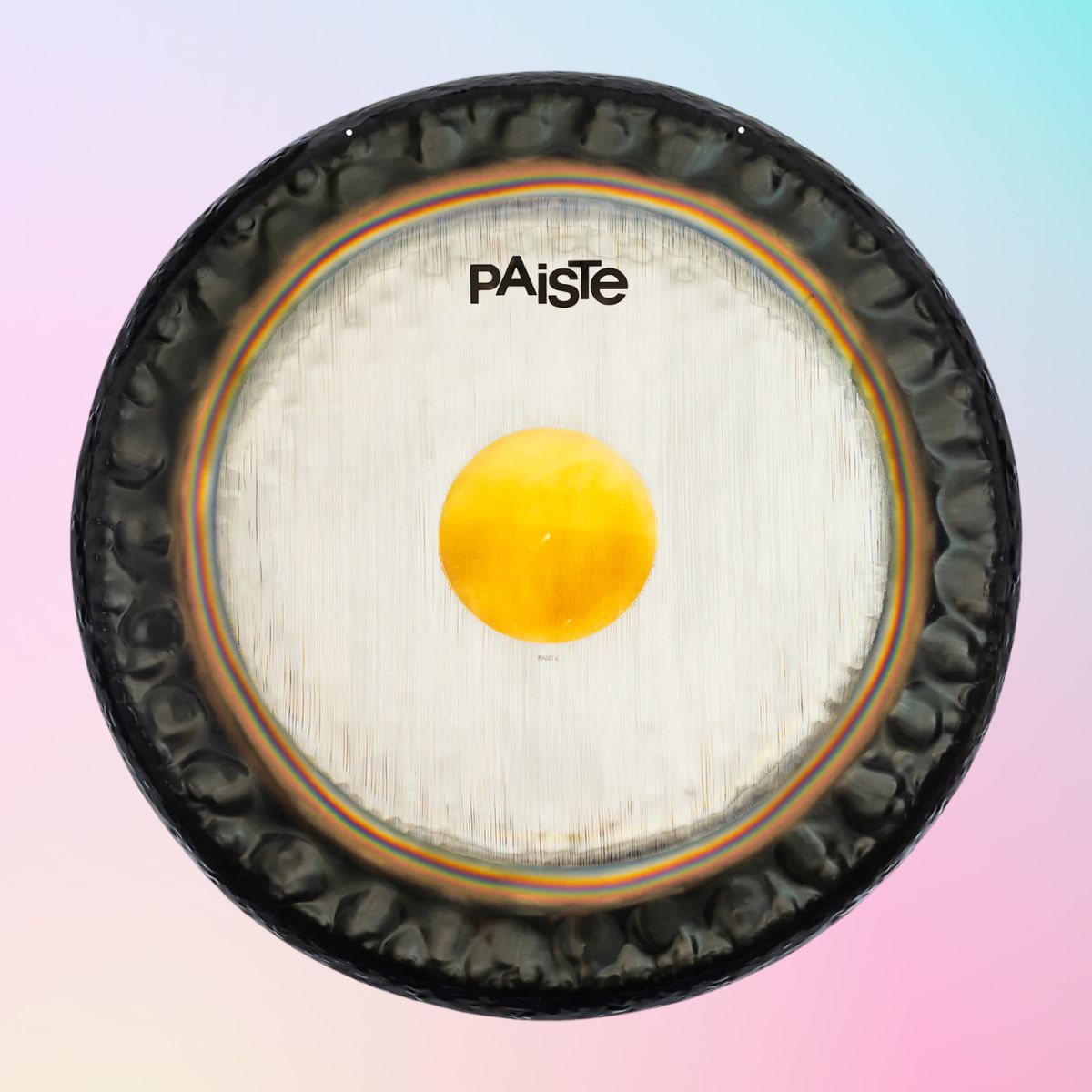 Front view of Paiste 30" Symphonic Gong on multicolored background