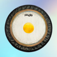Front view of Paiste 40" Symphonic Gong on blue gradient background