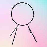 Front view of Paiste Round Orchestra Stand 32/34 on pink and blue gradient background