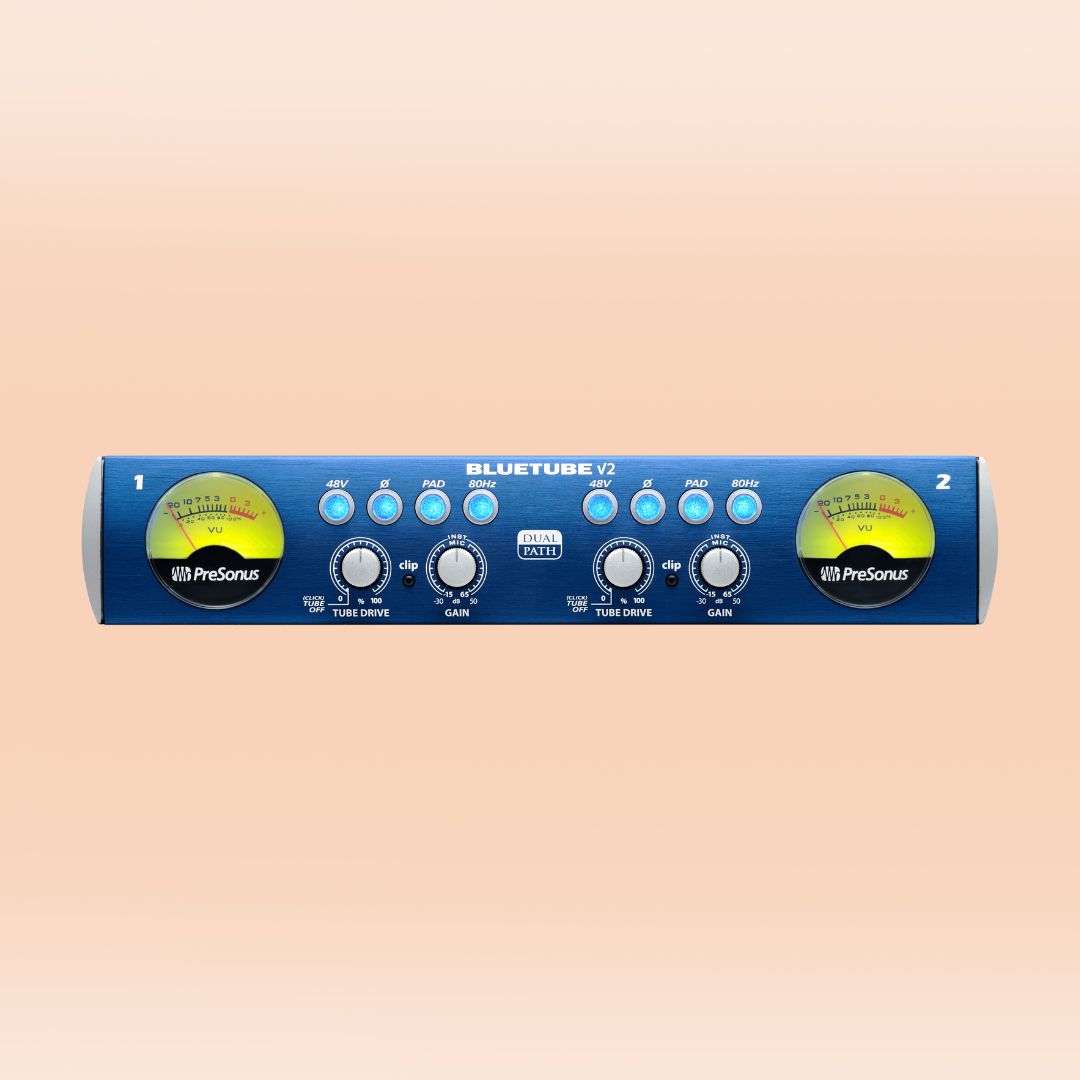 PreSonus Blutube V2 audio interface on a beige background