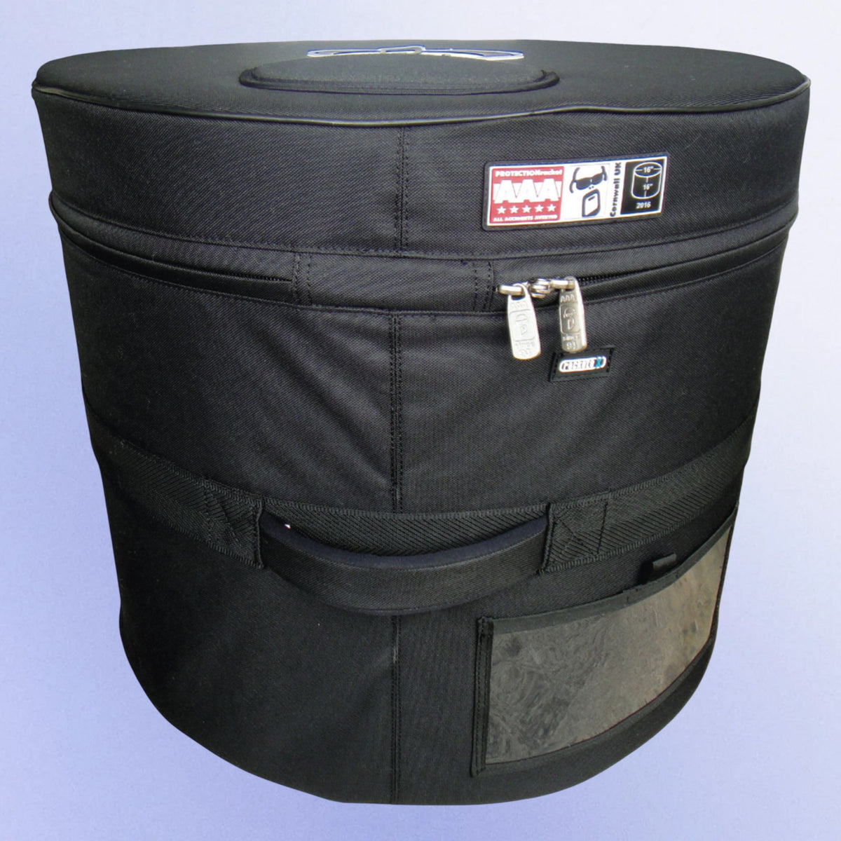 Side view of Protection Racket A2016-00 AAA Rigid Floor Tom Case 16"x16" on purple background