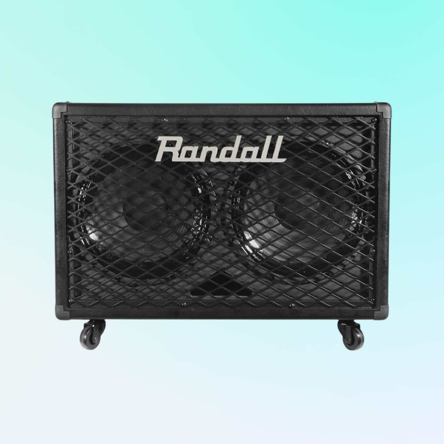 Front view of Randall RG212 Guitar Speaker Cabinet on blue background