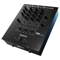 Angled front view of Reloop RMX-30 BT 3-Channel Bluetooth DJ Mixer on white background
