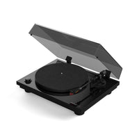 Angled view of Reloop TURN 3 MK2 Premium Hi-Fi Turntable with lid open on white background