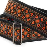 Close up view of RightOn Glastonbury II Guitar Strap on white background