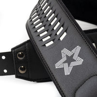 Close up view of RightOn Paul Turner Signature Bass Strap (Black) on white background