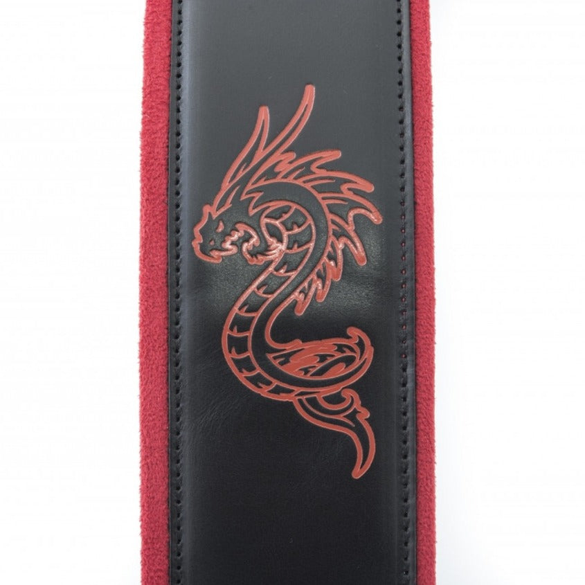 Close up view of RightOn Whole Lotta Love Guitar Strap on white background