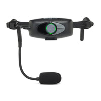 Black motorcycle helmet intercom with microphone on a white background