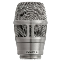 Front view of Shure Nexadyne 8 Microphone Capsule for Wireless Transmitters Supercardioid Nickel on white background