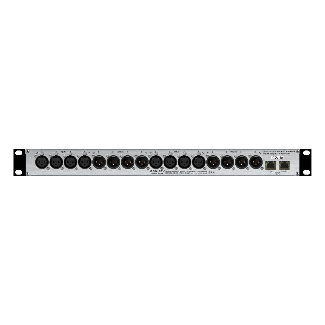 Rear view of Sonifex AVN-AESIO8R on white background