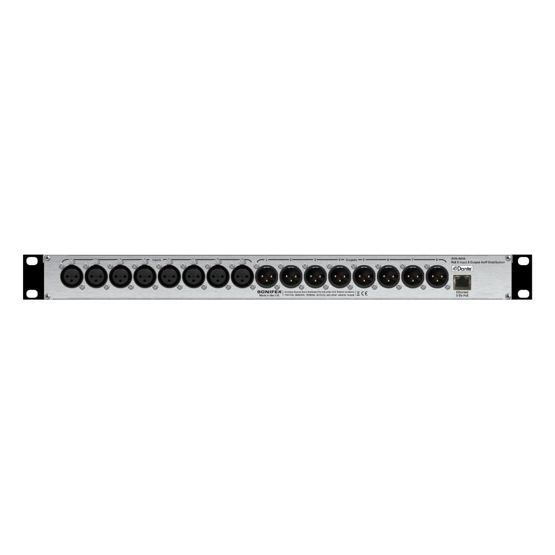 Rear view of Sonifex AVN-AIO8 on white background