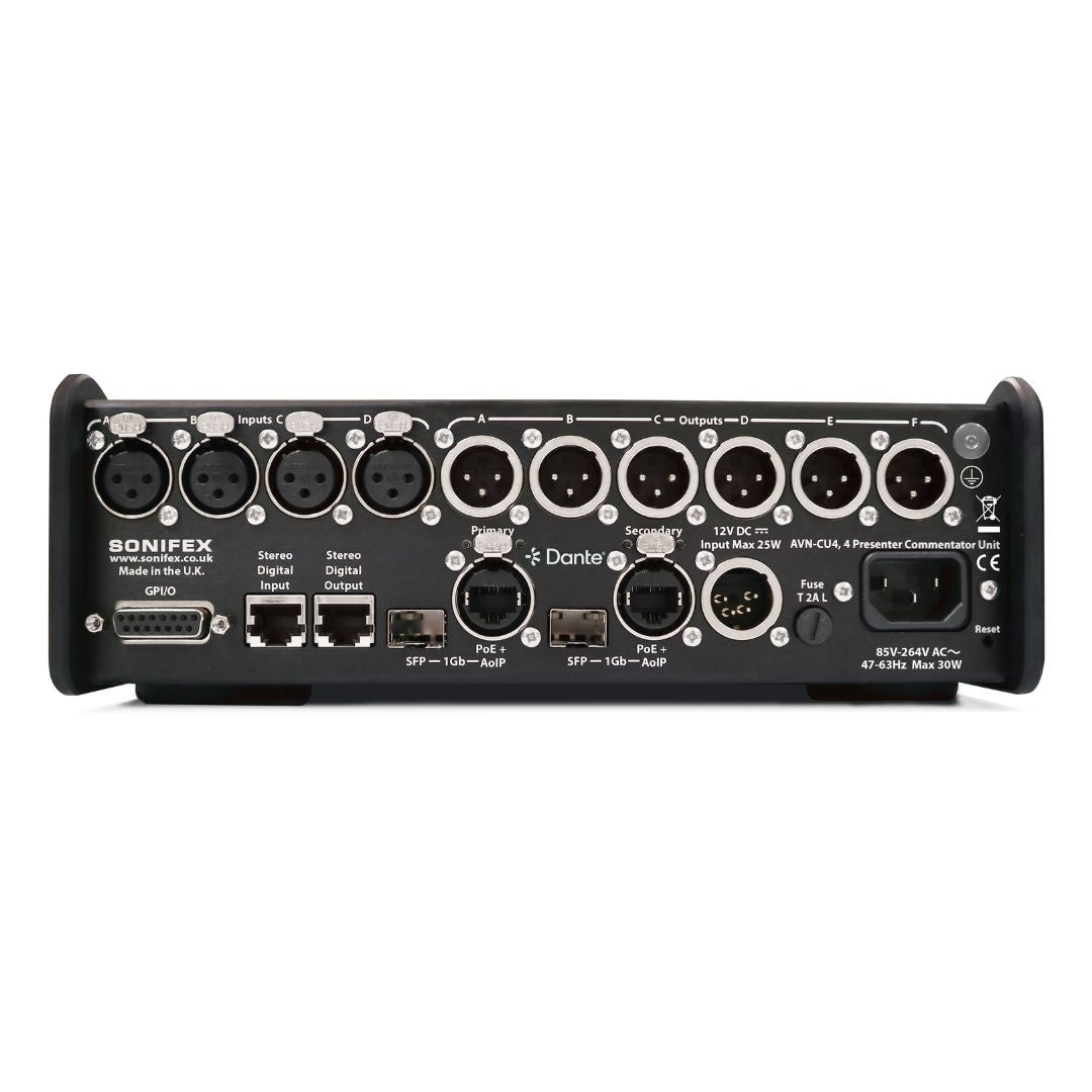 Rear view of Sonifex AVN-CU4 on white background