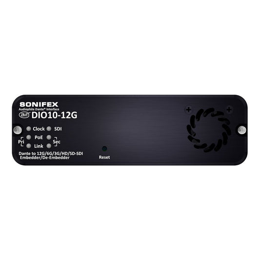 Front view of Sonifex AVN-DIO10-12G on white background