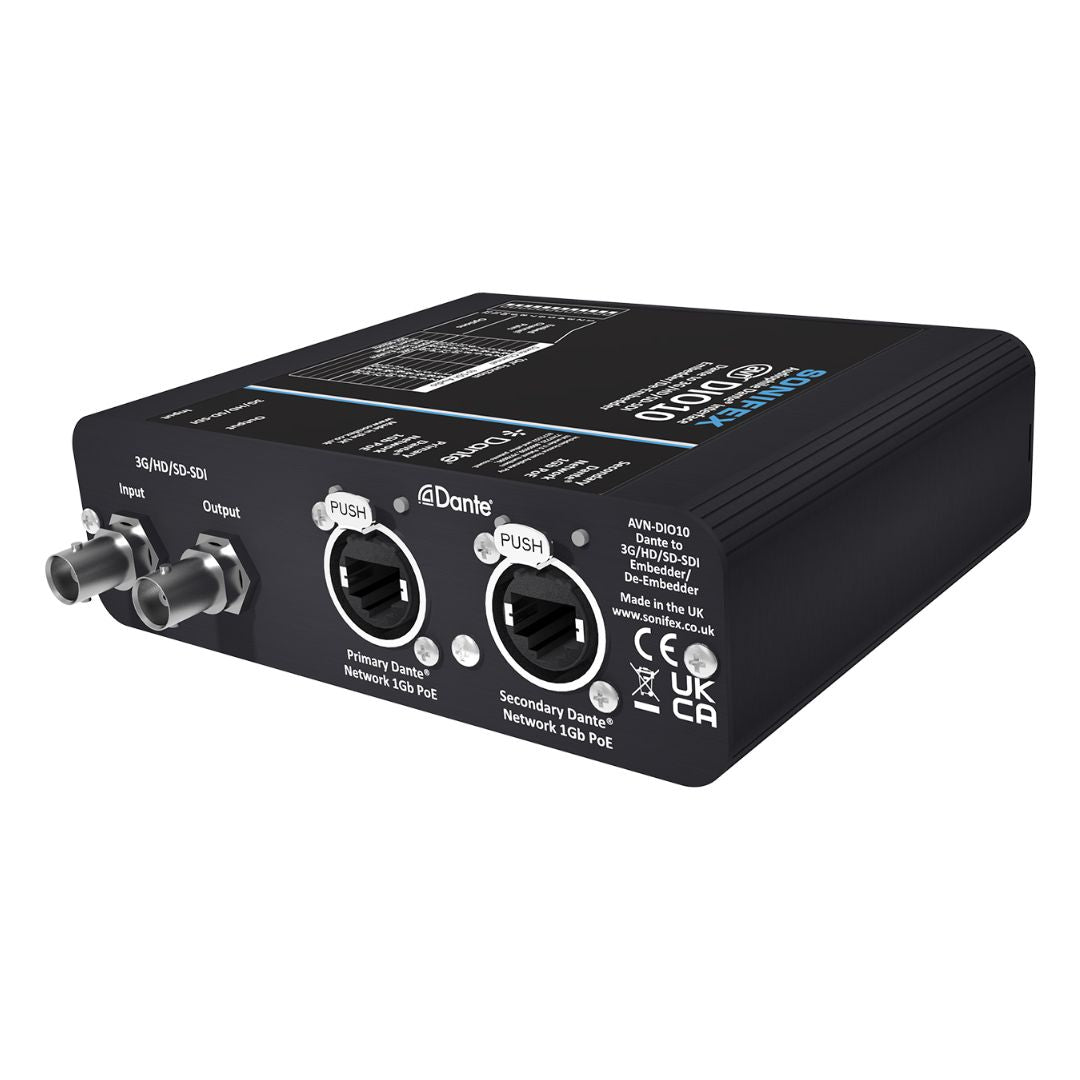 Angled rear view of Sonifex AVN-DIO10 on white background