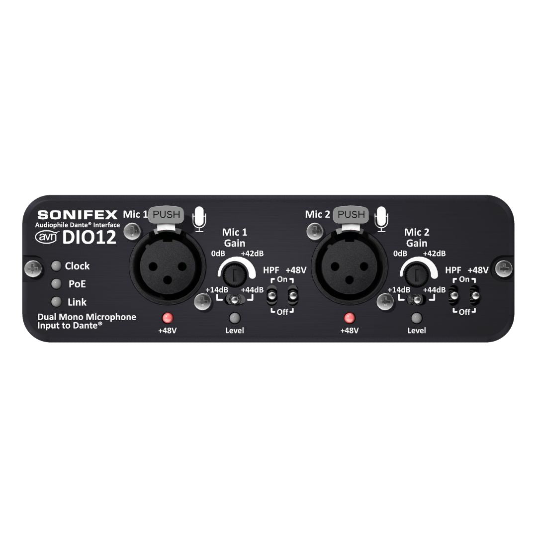 Front view of Sonifex AVN-DIO12 on white background