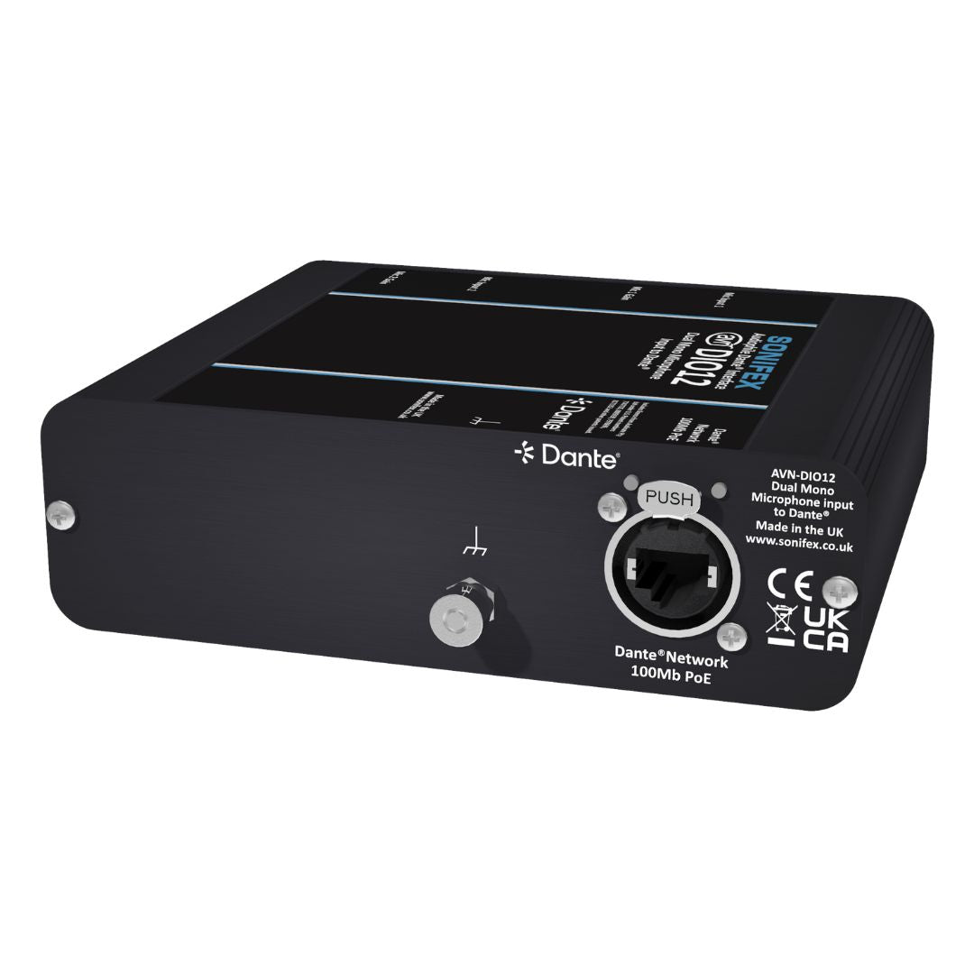 Angled rear view of Sonifex AVN-DIO12 on white background