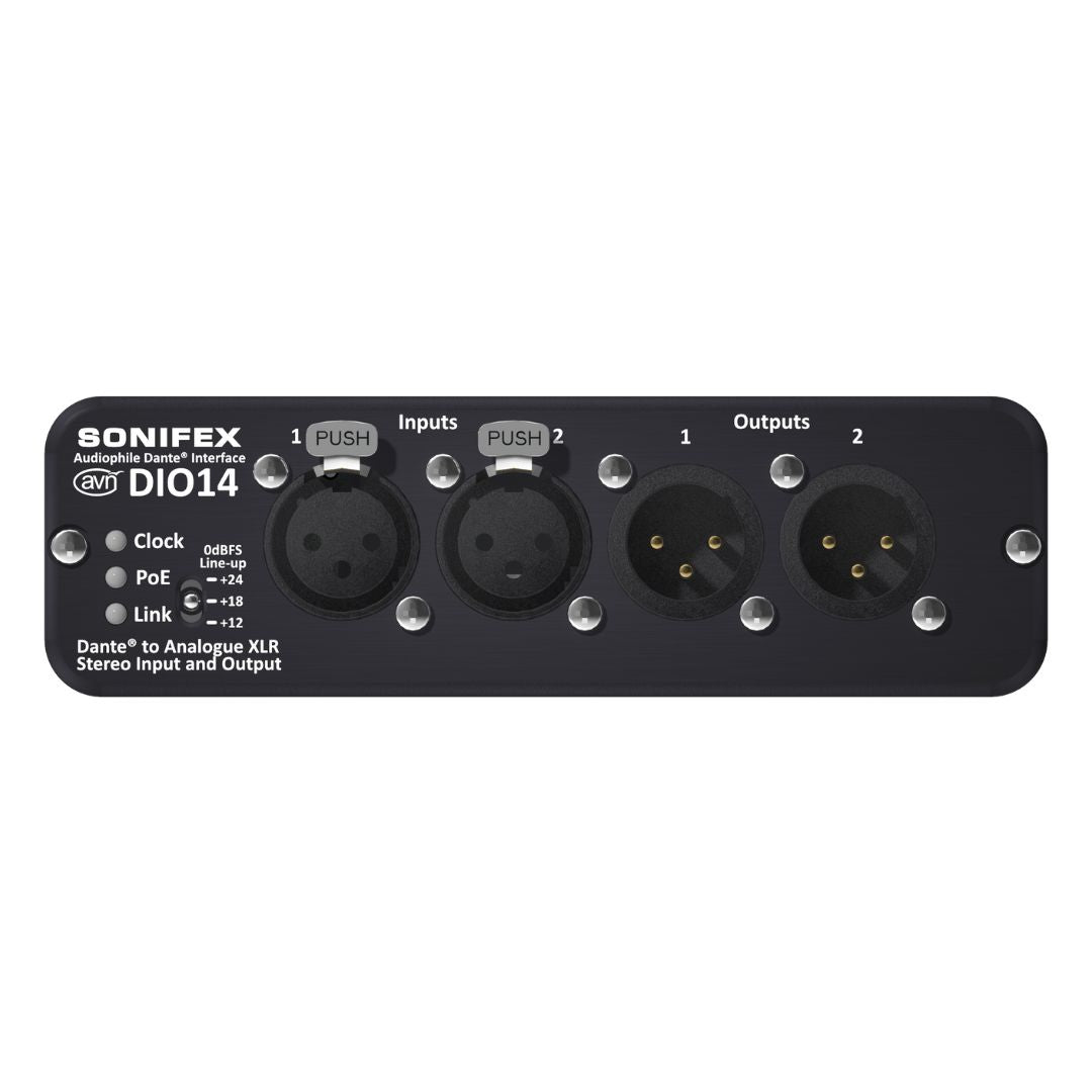 Front view of Sonifex AVN-DIO14 on white background