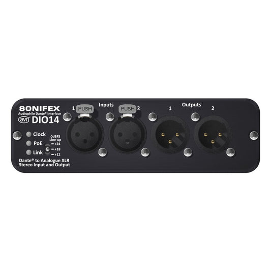 Front view of Sonifex AVN-DIO14 on white background