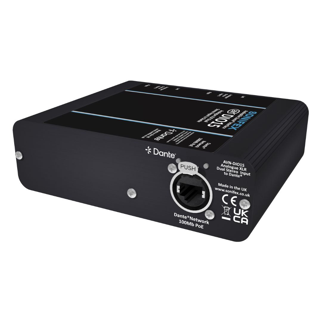 Angled rear view of Sonifex AVN-DIO15 on white background