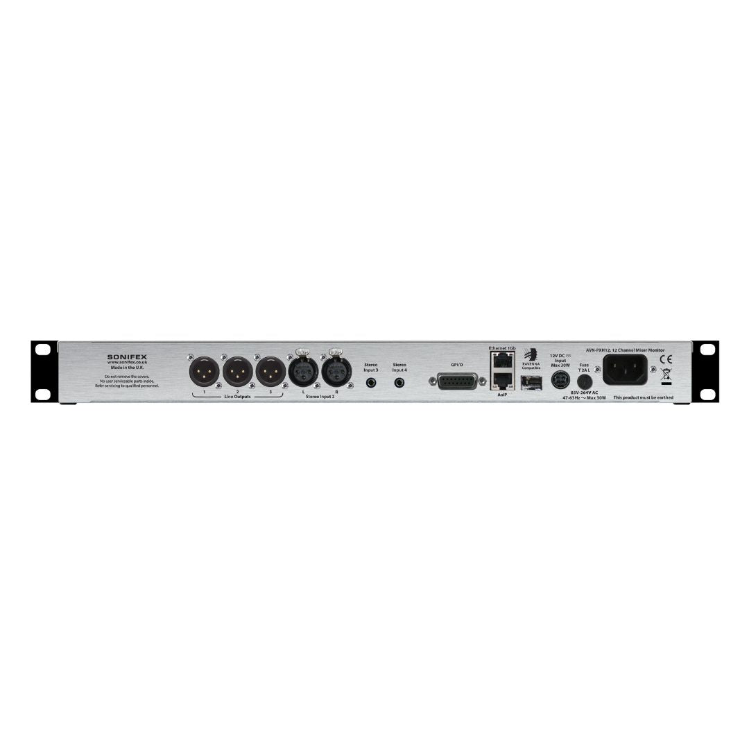 Rear view of Sonifex AVN-PXH12 on white background