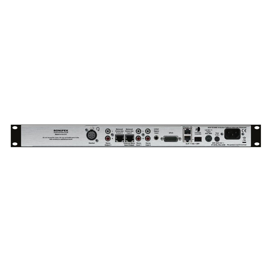 Rear view of Sonifex AVN-TB10AR on white background