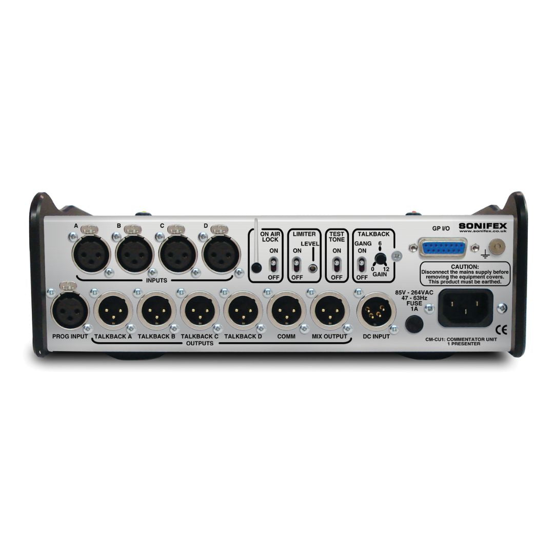 Rear view Sonifex CM-CU1 on white background